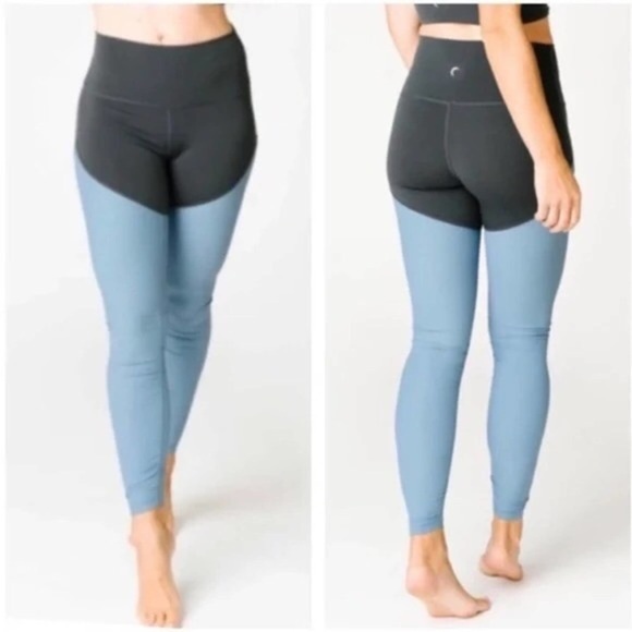 Zyia Active Women 2 Two Tone High Rise Ruched Storm Parallel Luxe Legging - Picture 1 of 9